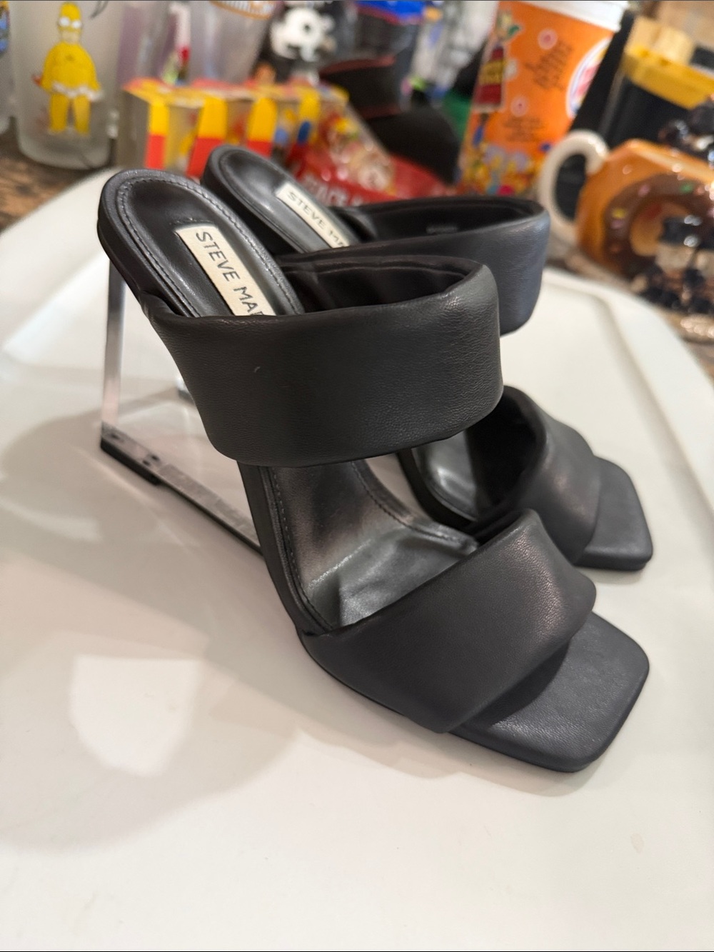 Steve Madden Black Padded Double-Band Mule Heels size 7.5